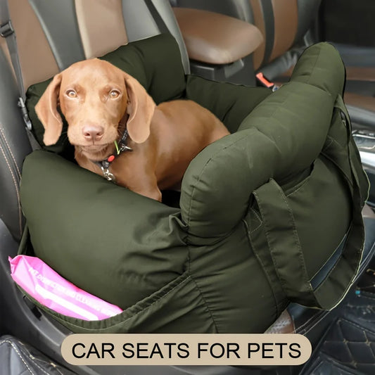 Dog Car Seat with Safety Belt — Non-Slip Washable Travel Carrier, All Sizes