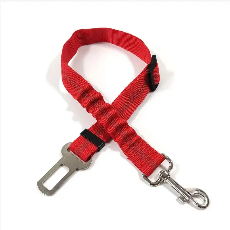 Reflective Dog Car Seat Belt with Bungee — Adjustable Heavy-Duty Nylon Harness