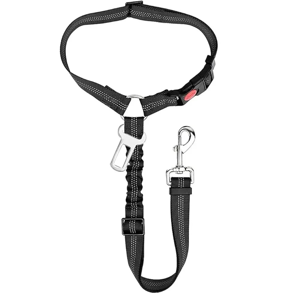 2-in-1 Dog Car Seat Belt with Headrest Restraint — Reflective Safety Leash