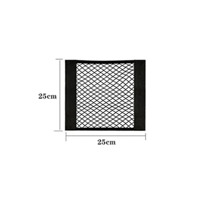 Car Seat Back Mesh Organizer — Elastic Net Pocket, Universal Sticker Mount