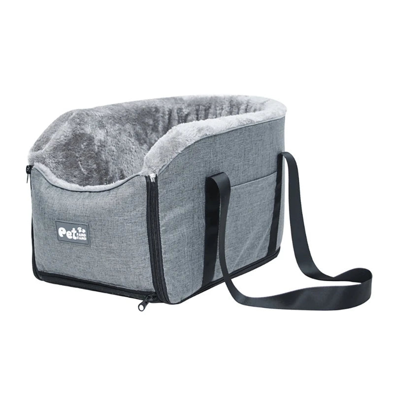 Small Dog Car Console Booster Seat — Removable Cushion, Breathable Mesh