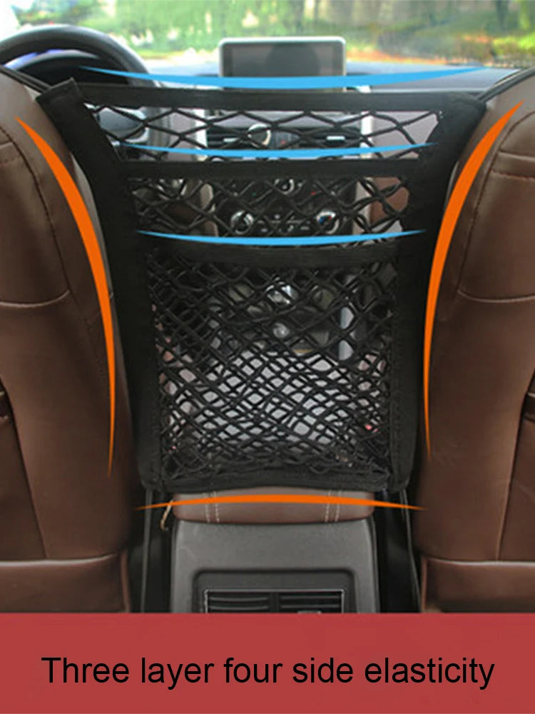 Dog Car Barrier Net with Auto-Open Mesh & Storage Bag — Back Seat Guard