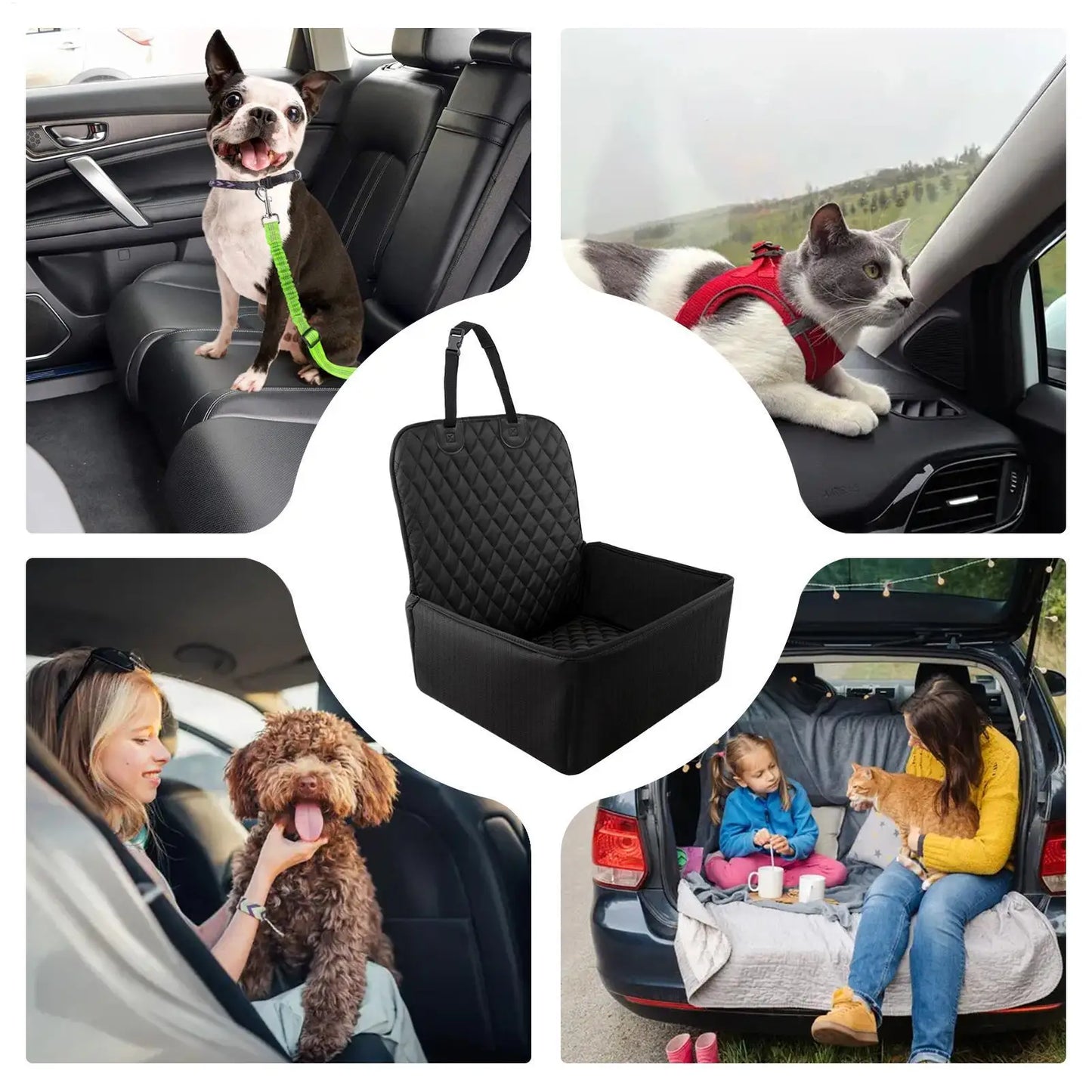 SUV Dog Booster Car Seat — Waterproof Carseat Cushion Carrier for Large Dogs
