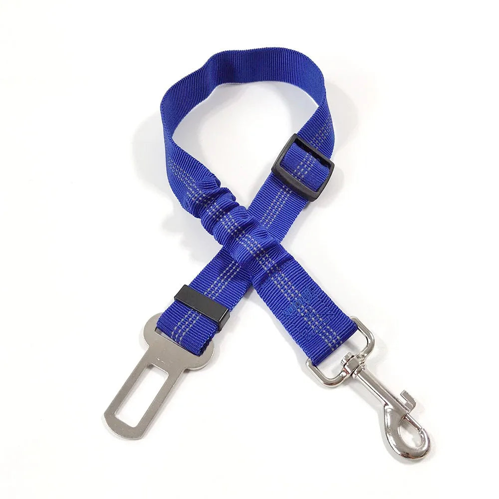 Reflective Dog Car Seat Belt with Bungee — Adjustable Heavy-Duty Nylon Harness