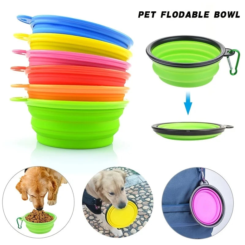 Portable Collapsible Dog Travel Bowl — TPR Silicone Food & Water Feeder, 9 Sizes