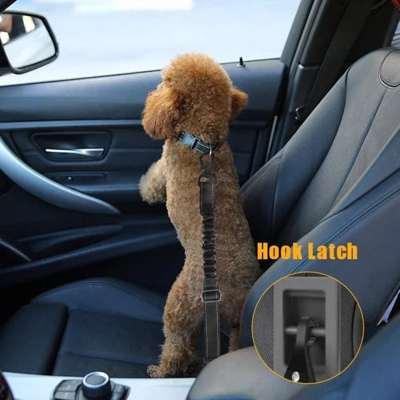 Heavy-Duty Reflective Dog Car Safety Leash — Adjustable Nylon Harness Belt