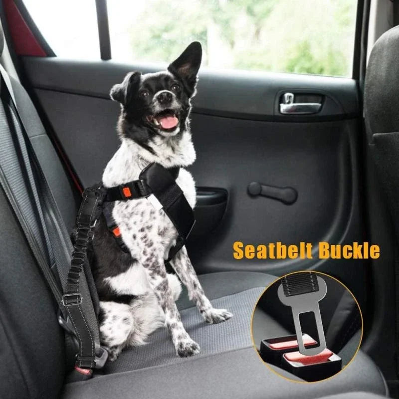 Heavy-Duty Reflective Dog Car Safety Leash — Adjustable Nylon Harness Belt