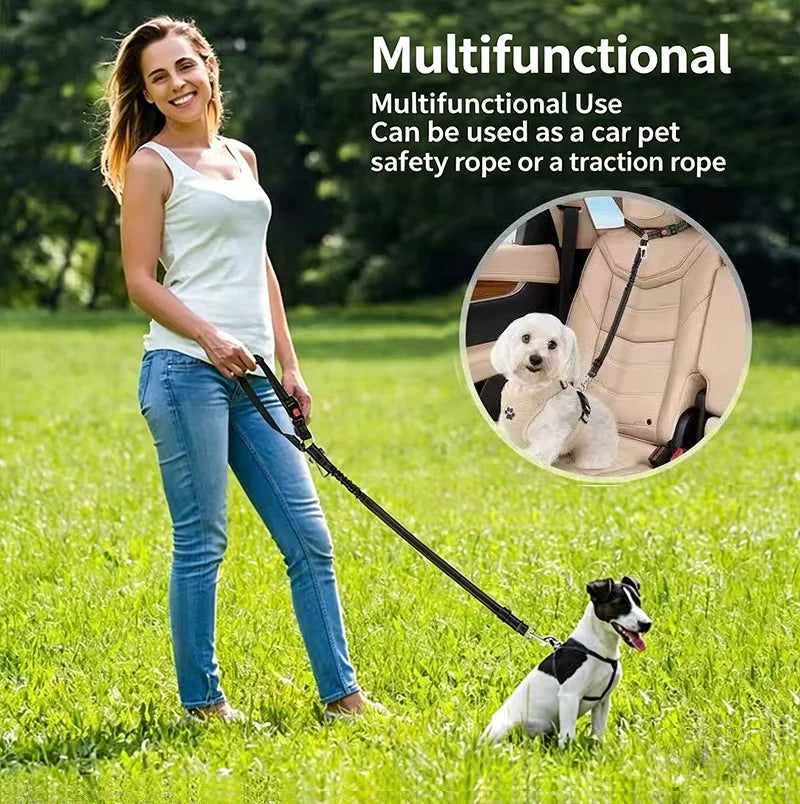 Telescopic Dog Car Seat Belt — Anti-Burst Shock-Absorbing Safety Strap