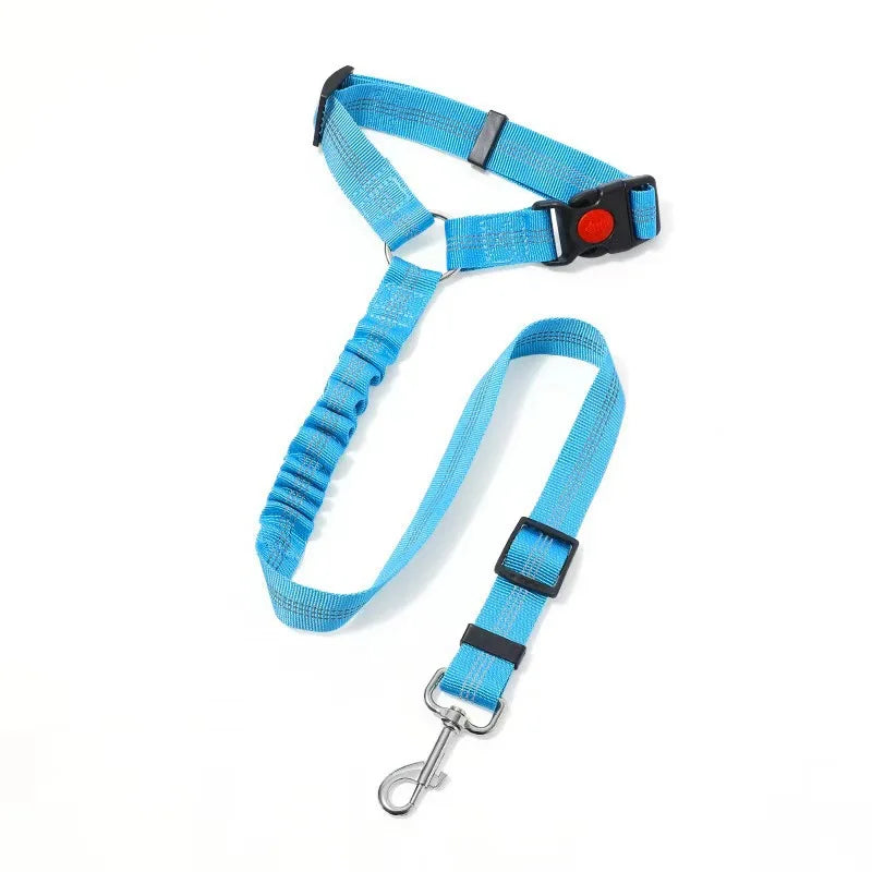 Reflective Dog & Cat Car Safety Belt — Adjustable Collar Leash with Traction Rope