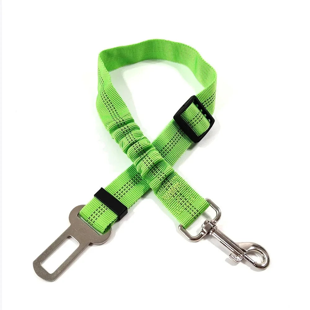 Reflective Dog Car Seat Belt with Bungee — Adjustable Heavy-Duty Nylon Harness