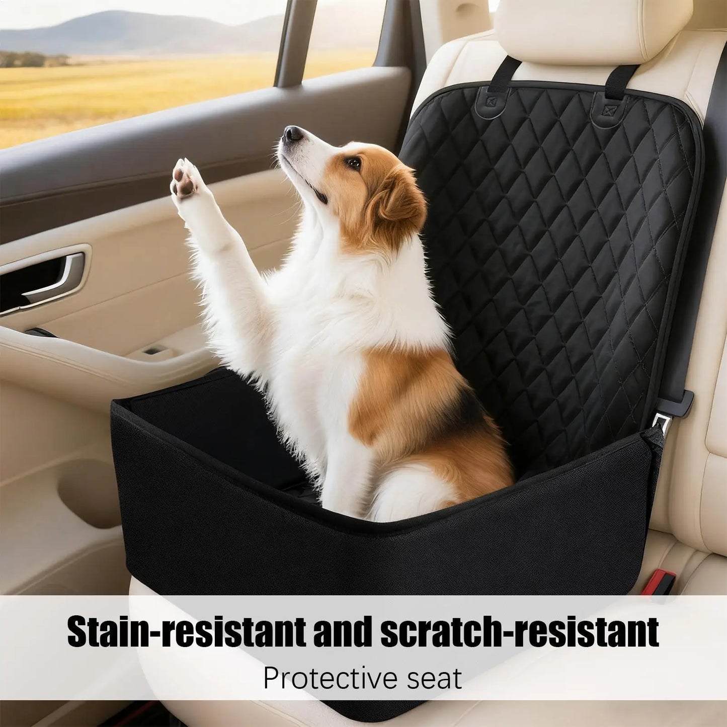 SUV Dog Booster Car Seat — Waterproof Carseat Cushion Carrier for Large Dogs
