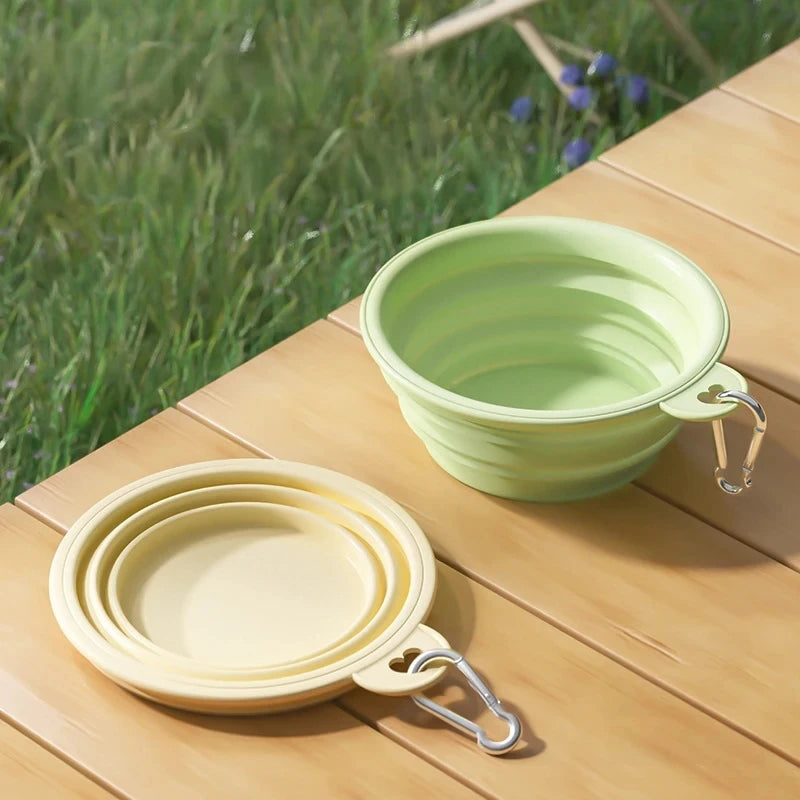 Foldable Dog Travel Bowl — Collapsible Silicone 350ml/1000ml, Multiple Colors