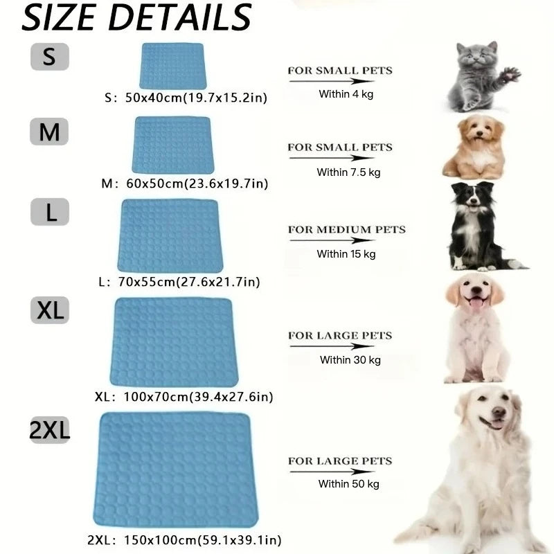 Dog Cooling Mat — Ice Pad for Small & Large Dogs, Summer Car & Home Use