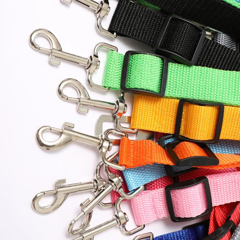 Universal Dog & Cat Car Safety Buckle Clip — Adjustable Nylon, 9 Sizes