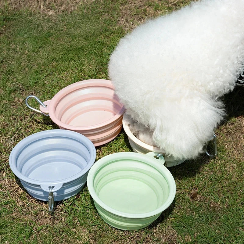 Foldable Dog Travel Bowl — Collapsible Silicone 350ml/1000ml, Multiple Colors