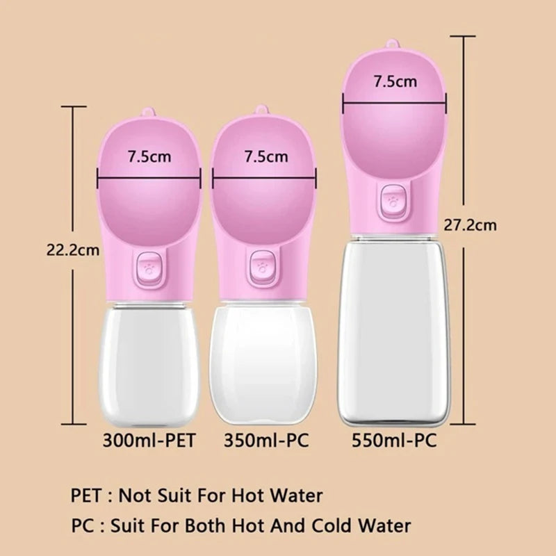 Portable Dog Water Bottle with Flip Bowl — Leakproof, 18 Colors Available