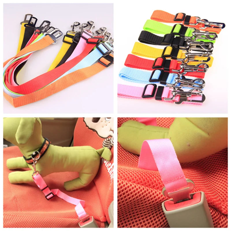Universal Dog & Cat Car Safety Buckle Clip — Adjustable Nylon, 9 Sizes