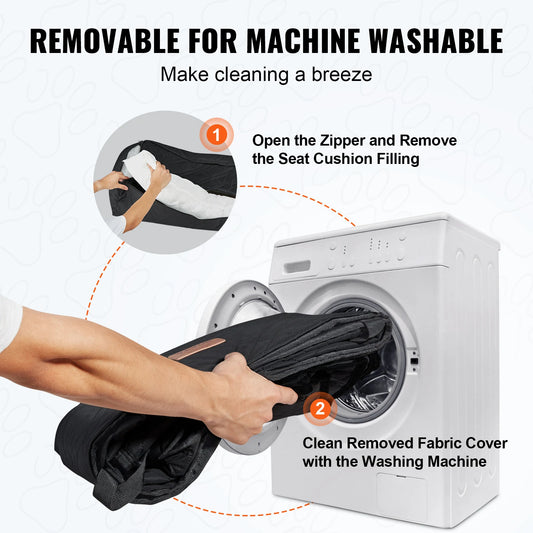 Waterproof Dog Car Booster Seat — Safety Leash Included, PP Cotton, All Sizes
