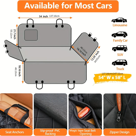Premium Dog Car Seat Hammock — 100% Waterproof 600D Heavy Duty Non-Slip Cover