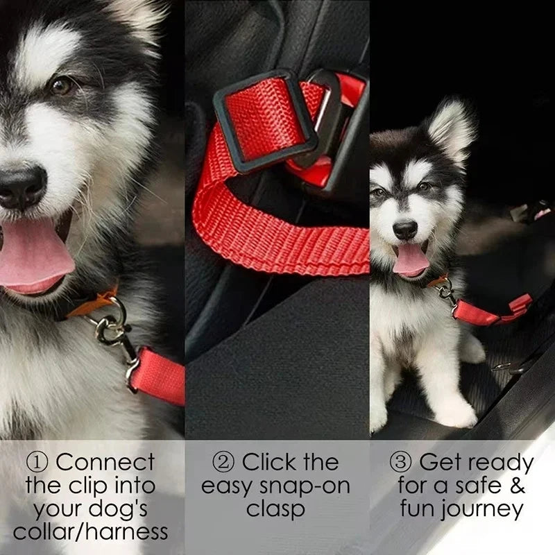 Retractable Dog Car Seat Belt — Adjustable Safety Harness Leash for Car Travel