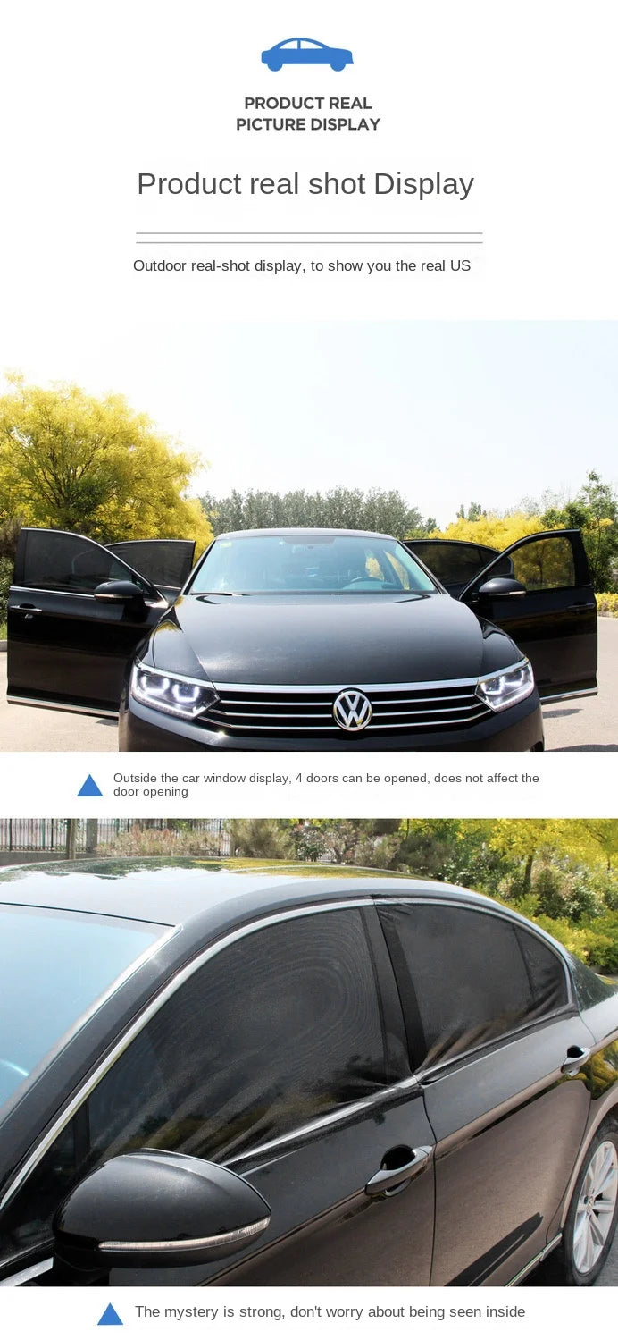 Car Rear Window Sunshade 2-Pack — UV Mesh Privacy Curtain, 6 Colors