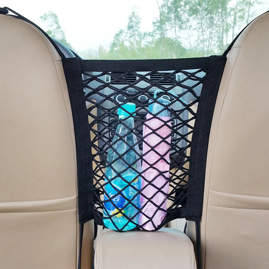 Dog Car Barrier Net with Auto-Open Mesh & Storage Bag — Back Seat Guard