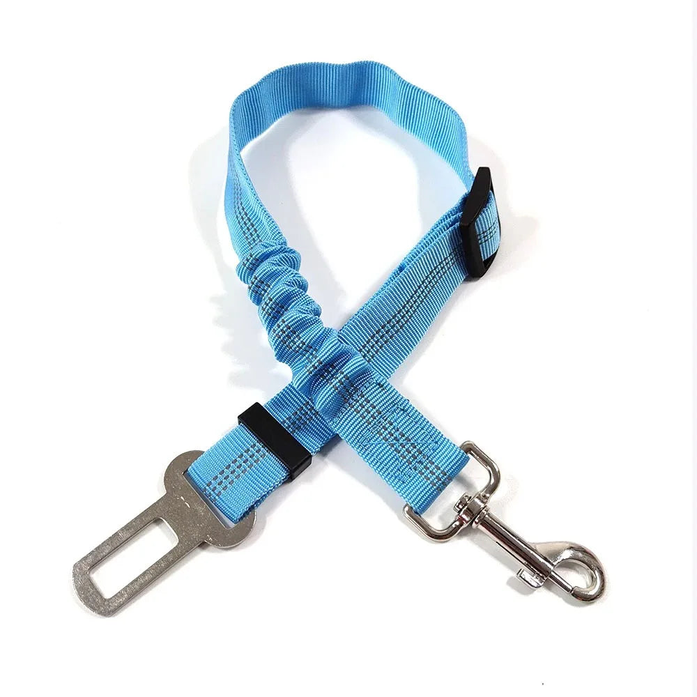 Reflective Dog Car Seat Belt with Bungee — Adjustable Heavy-Duty Nylon Harness