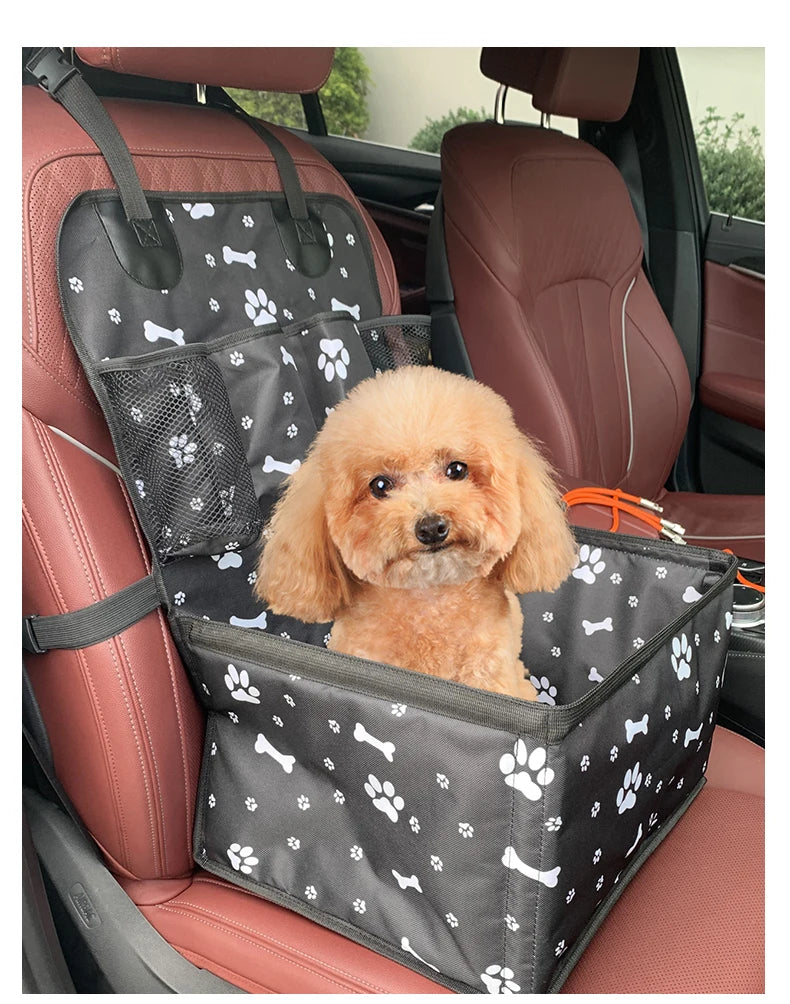 Compact Dog Booster Car Seat with Storage Pockets — Scratch-Proof