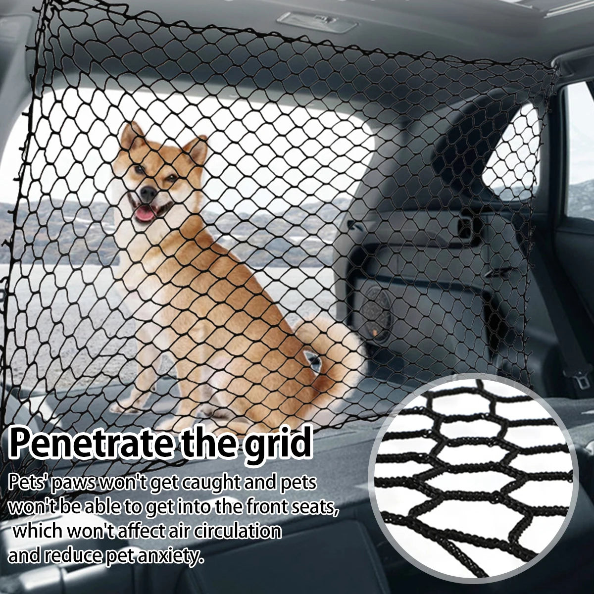 Foldable Dog Car Barrier Net — Elastic Durable Safety Fence with Hooks 2024