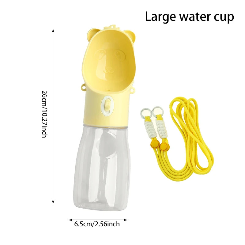 Leakproof Dog Travel Water Bottle with Built-In Bowl — Multiple Sizes