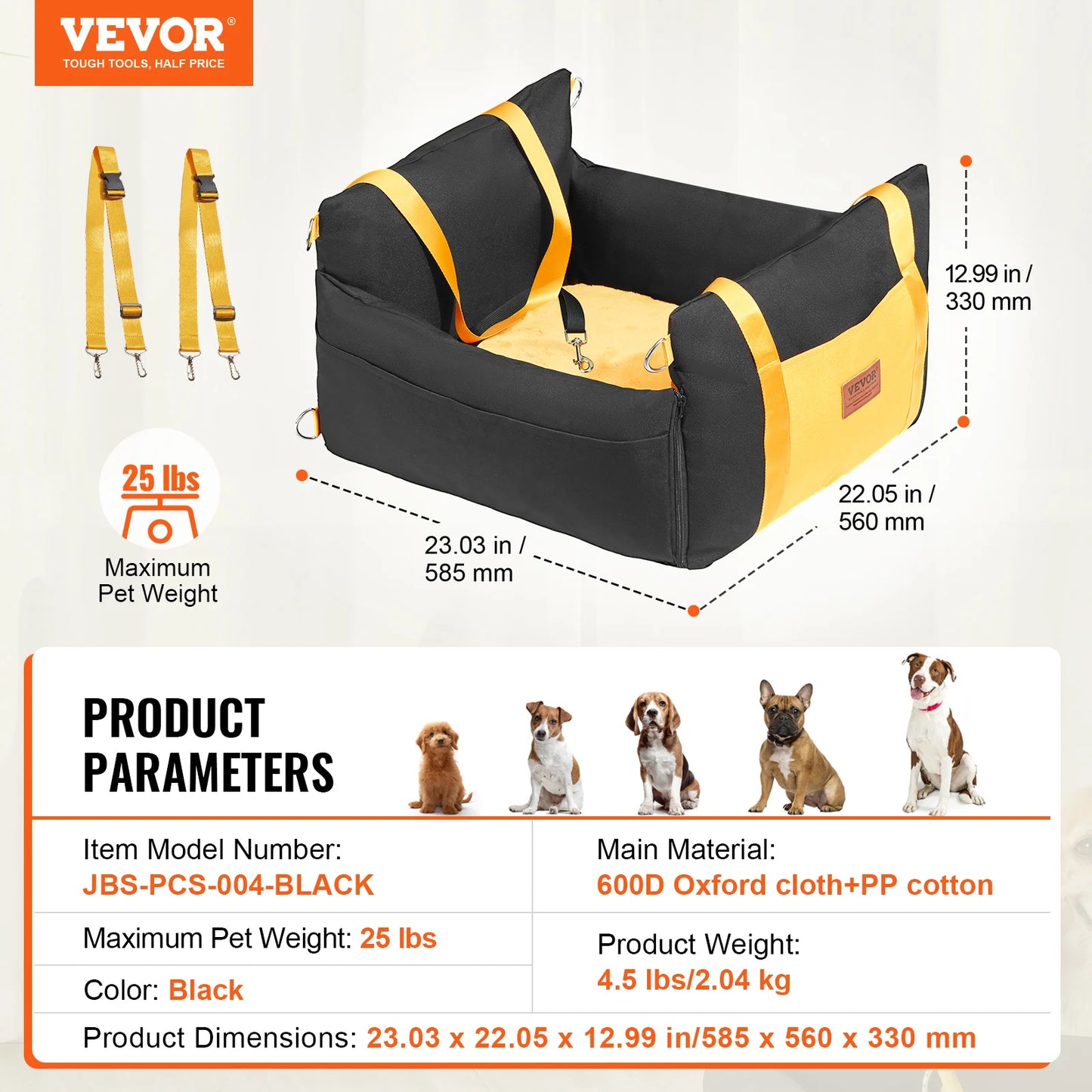 Waterproof Dog Booster Seat with Safety Leash — Medium & Large Dogs