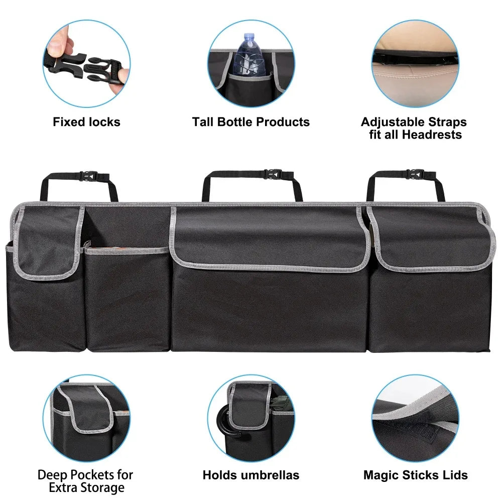 SUV Backseat Trunk Organizer — Durable Multi-Pocket Hanging Storage Bag