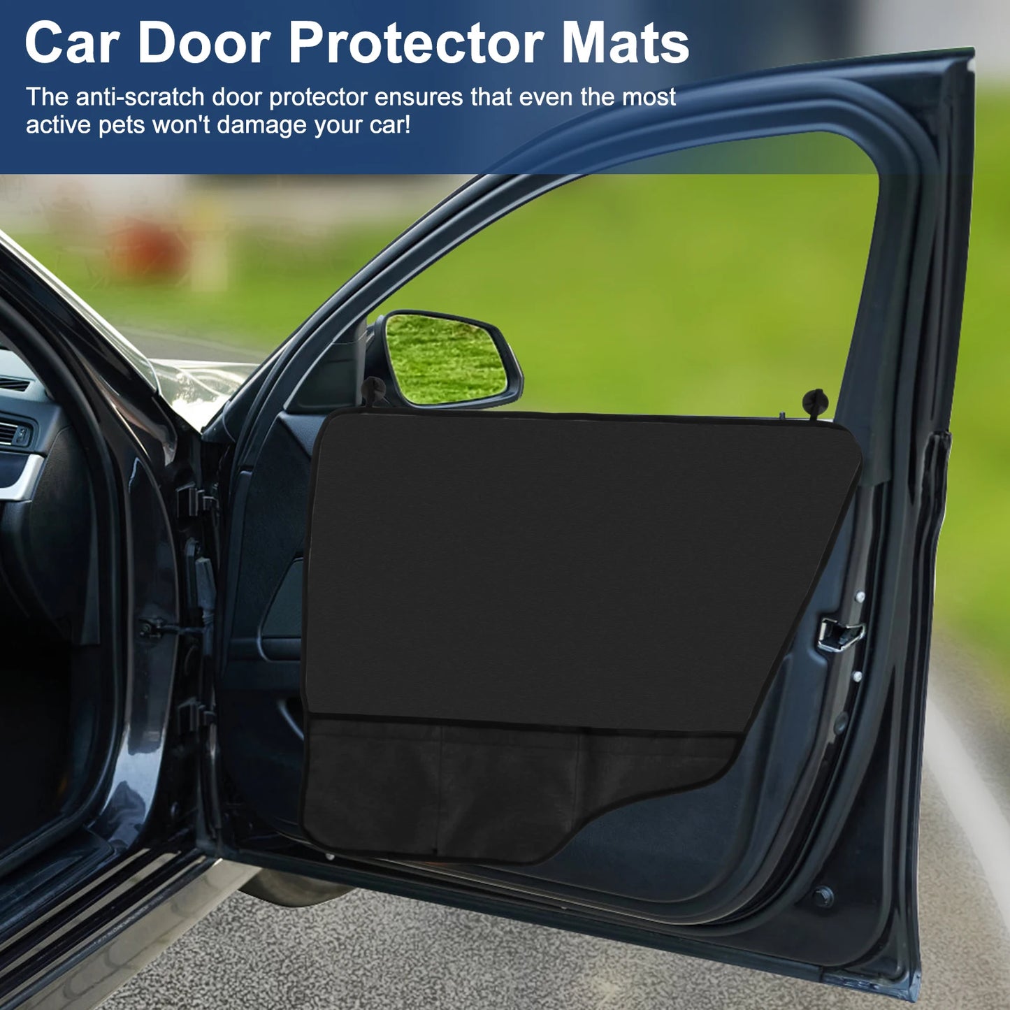 Dog Car Door Protector 2-Pack — 600D Oxford Washable with Pocket