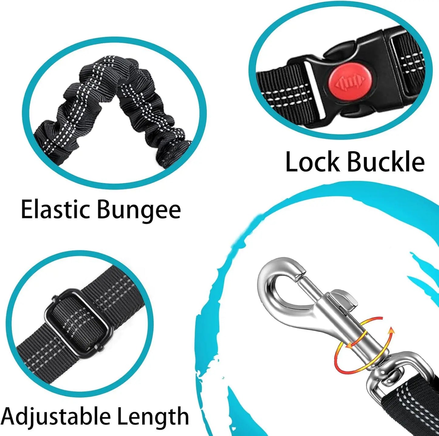 Adjustable Dog Car Seat Belt with Bungee Shock Buffer — 3 Sizes