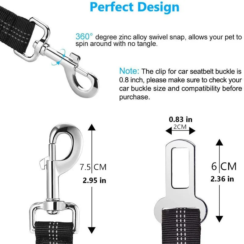 Premium Dog & Cat Car Safety Belt — Reflective Adjustable Traction Collar