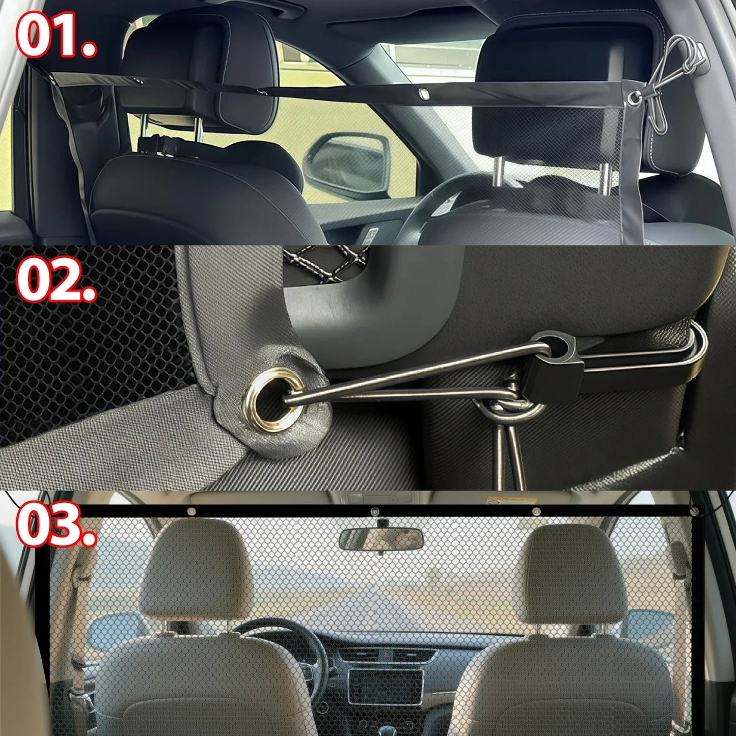 Universal Dog Car Safety Barrier Mesh Net — ISOFIX Compatible for SUVs