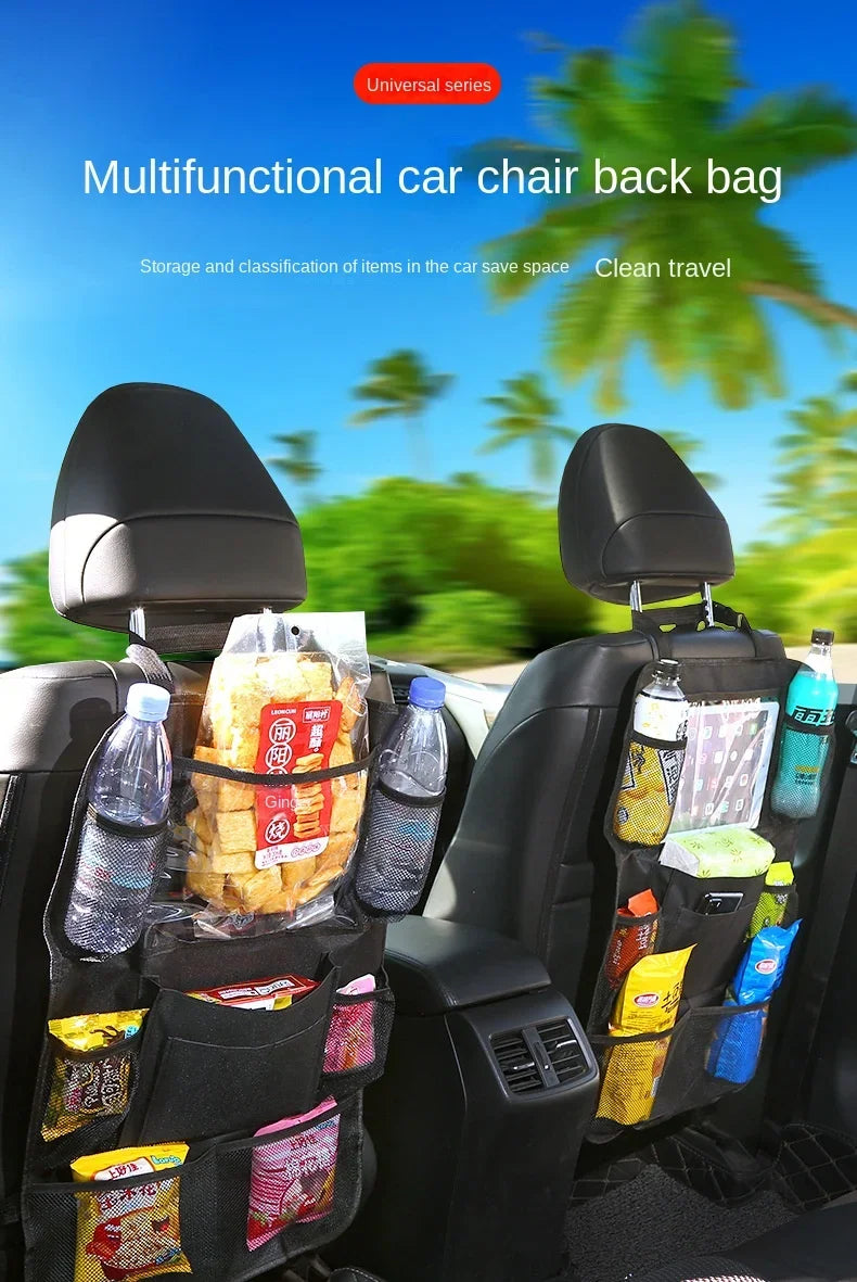 Dog Car Backseat Organizer — Multi-Pocket Storage Bag, Headrest Mount