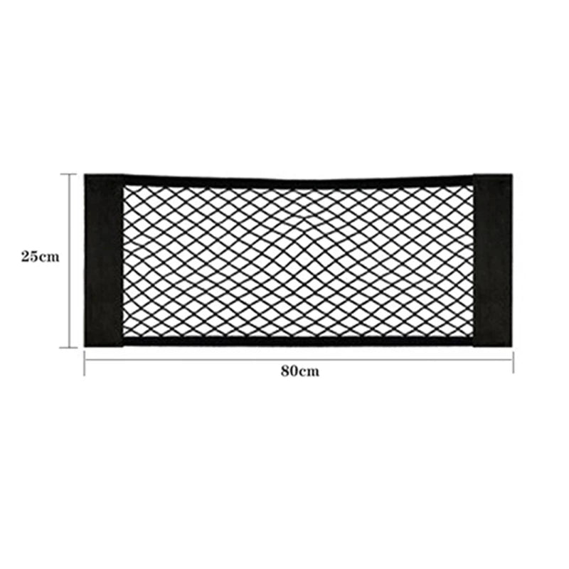 Car Seat Back Mesh Organizer — Elastic Net Pocket, Universal Sticker Mount