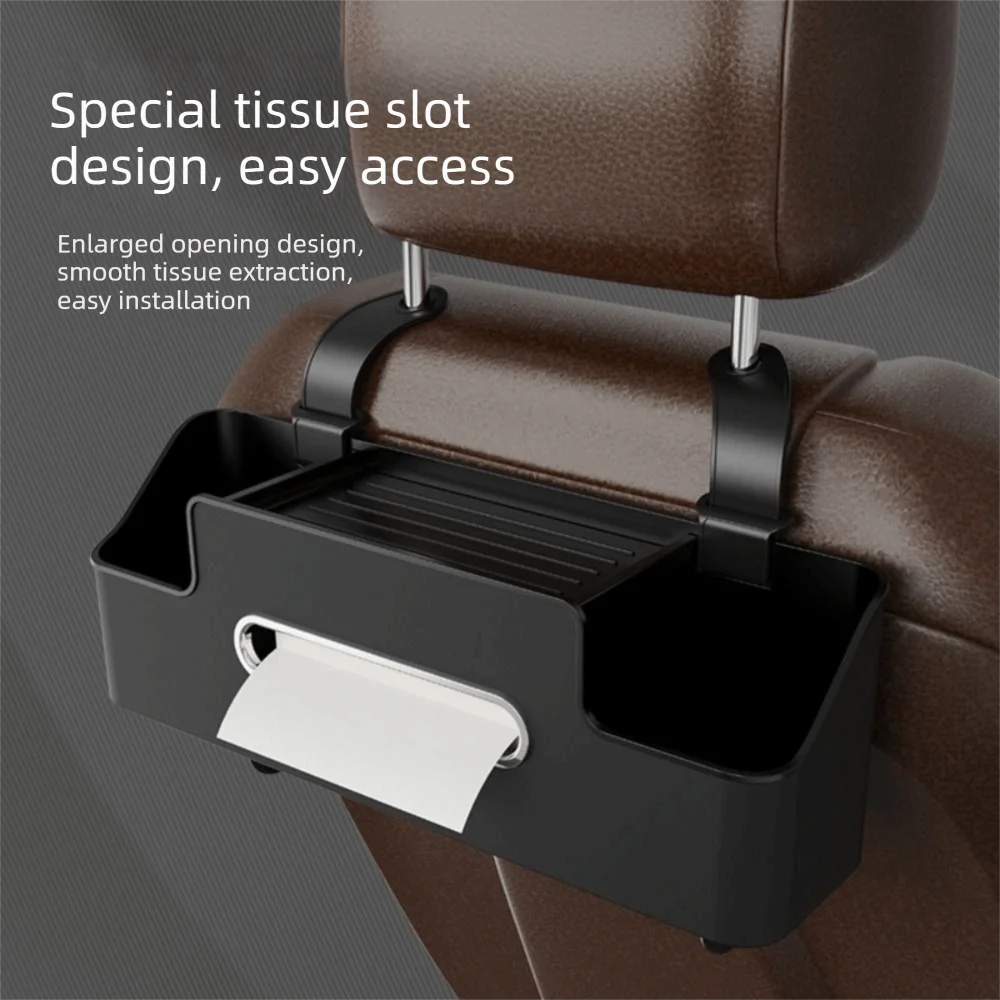 Car Headrest Organizer with Cup Holder & Phone Stand — Multi-Pocket Hanging Bag