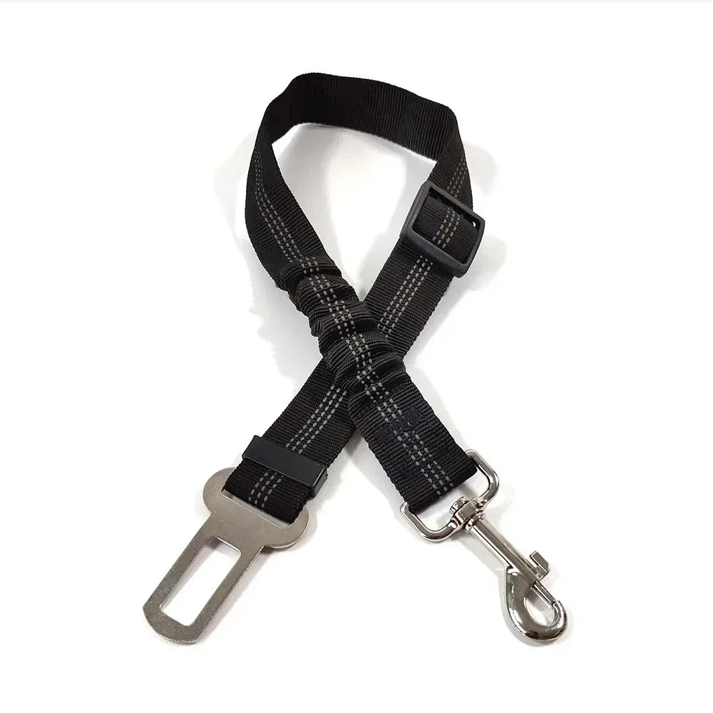 Reflective Dog Car Seat Belt with Bungee — Adjustable Heavy-Duty Nylon Harness