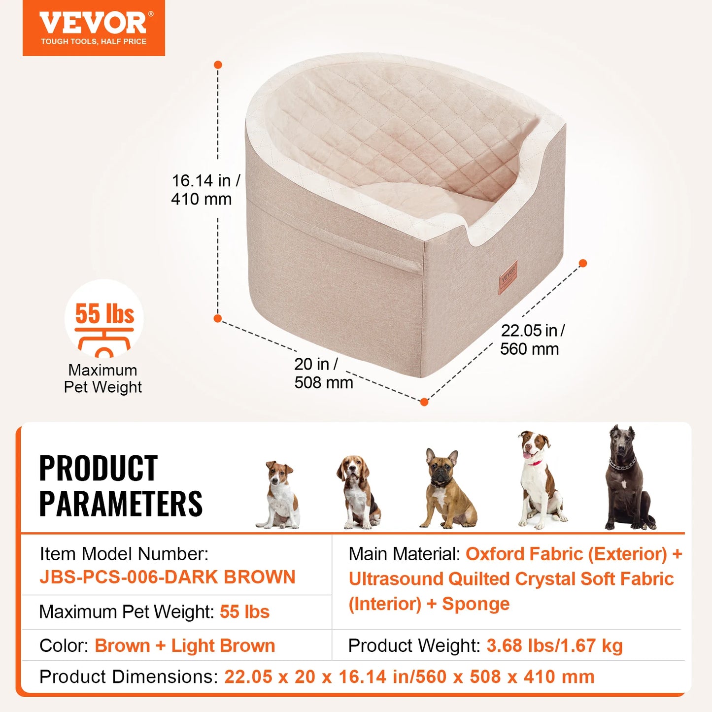 Waterproof Dog Booster Seat with Safety Leash — Medium & Large Dogs