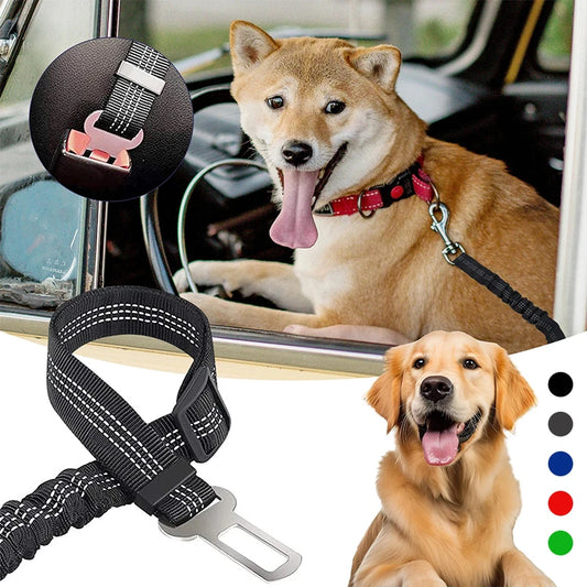 Nylon Dog Seat Belt Harness with Bungee Buffer — Reflective, Multiple Sizes