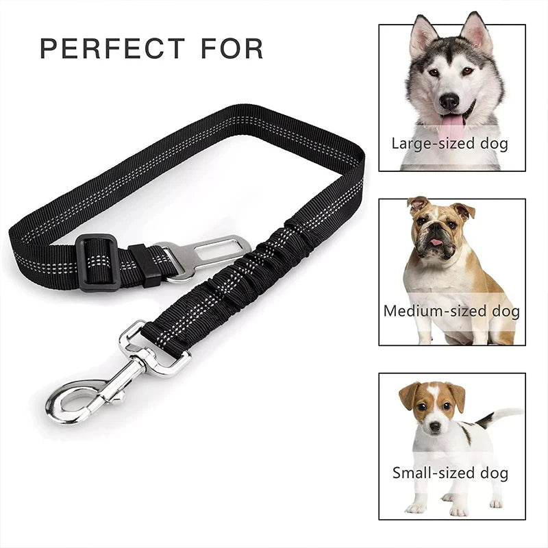 Nylon Dog Seat Belt Harness with Bungee Buffer — Reflective, Multiple Sizes