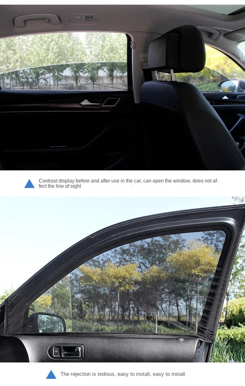 Car Rear Window Sunshade 2-Pack — UV Mesh Privacy Curtain, 6 Colors