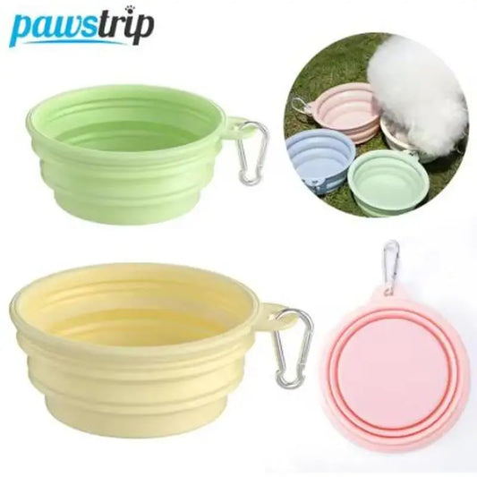 Foldable Dog Travel Bowl — Collapsible Silicone 350ml/1000ml, Multiple Colors