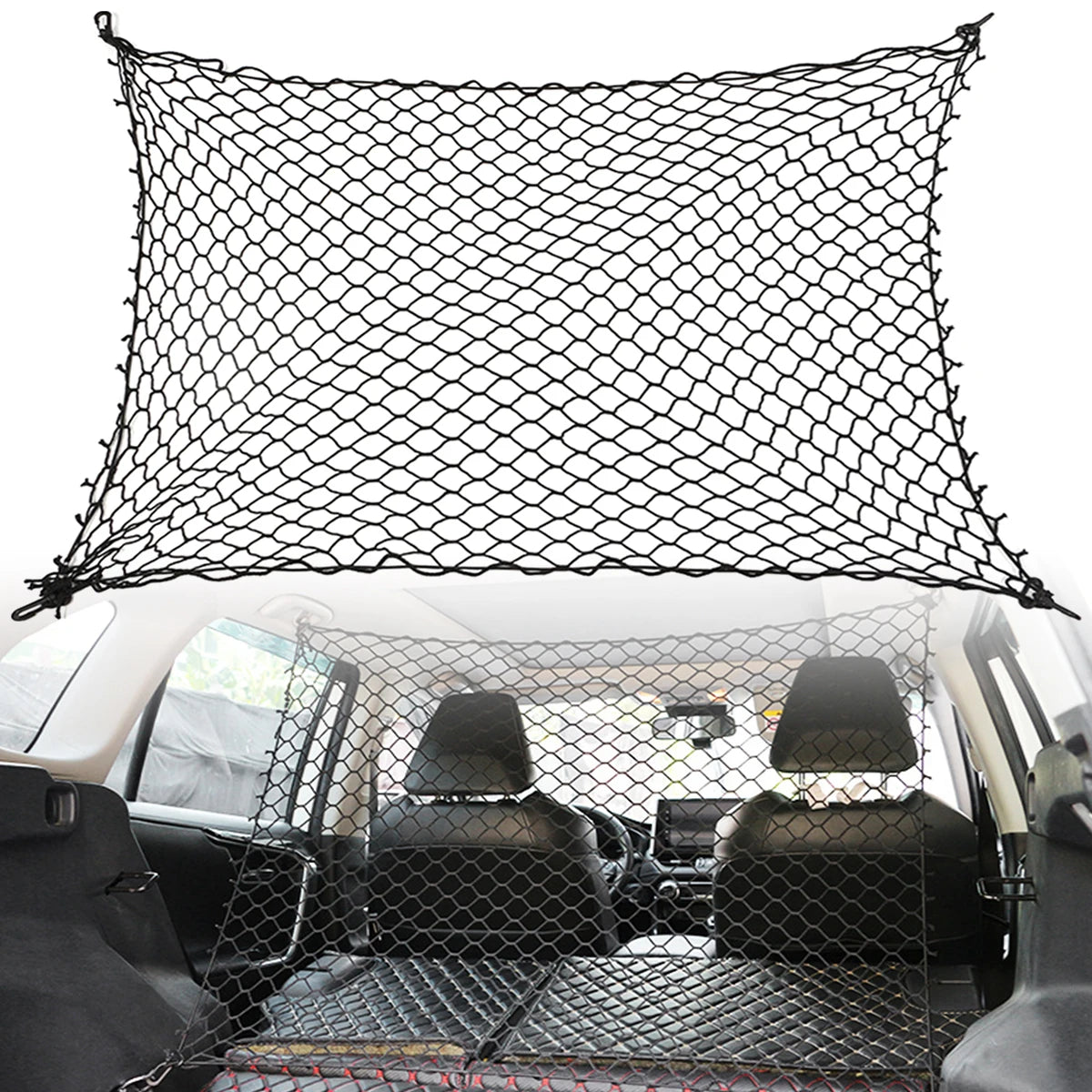 Foldable Dog Car Safety Barrier Net — Universal Fit with Hooks