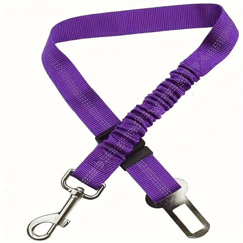 Reflective Dog Car Seat Belt with Bungee — Adjustable Heavy-Duty Nylon Harness