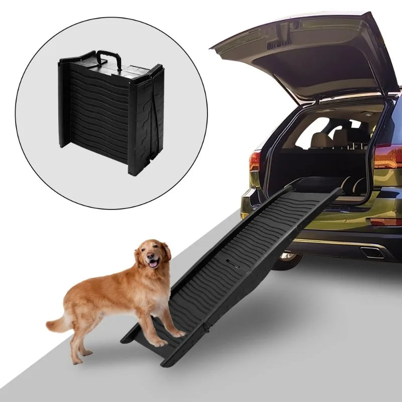 Folding Pet Car Steps with Non-Slip Surface — Dog Climbing Ladder for Large Dogs