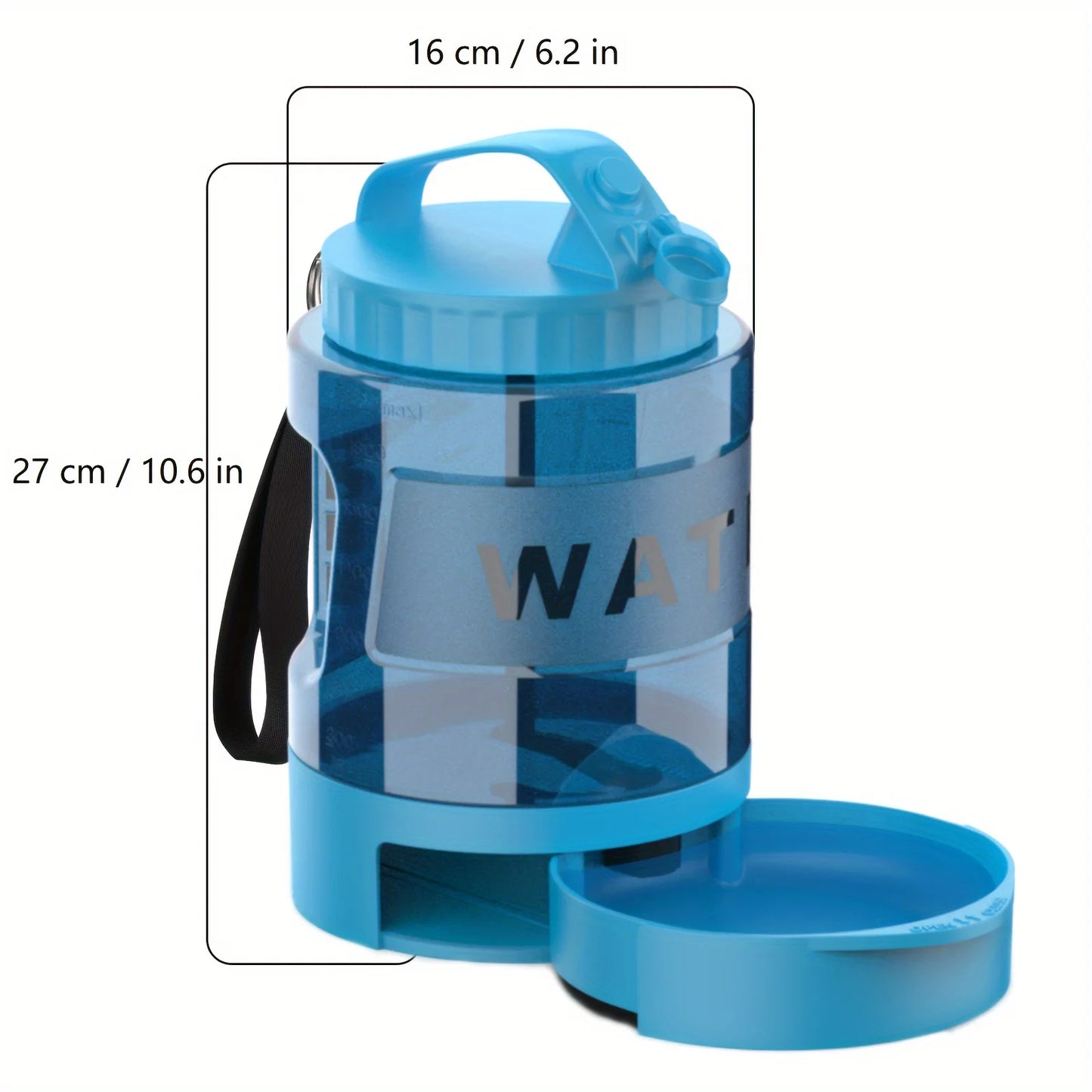 Large Dog Travel Water Bottle — 74oz Leakproof Built-In Bowl for Hiking & Camping