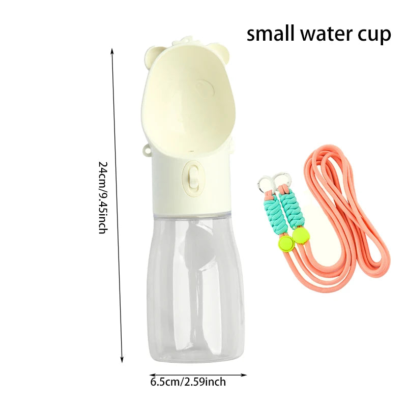 Leakproof Dog Travel Water Bottle with Built-In Bowl — Multiple Sizes